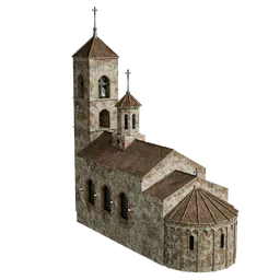 Detailed 3D rendering of a medieval temple model suitable for ancient scene creations in Blender.