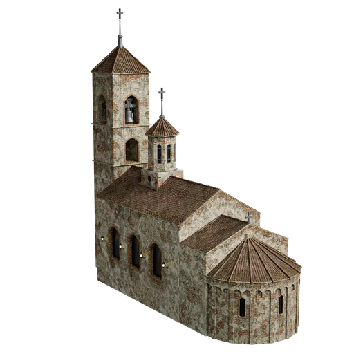 Detailed 3D rendering of a medieval temple model suitable for ancient scene creations in Blender.