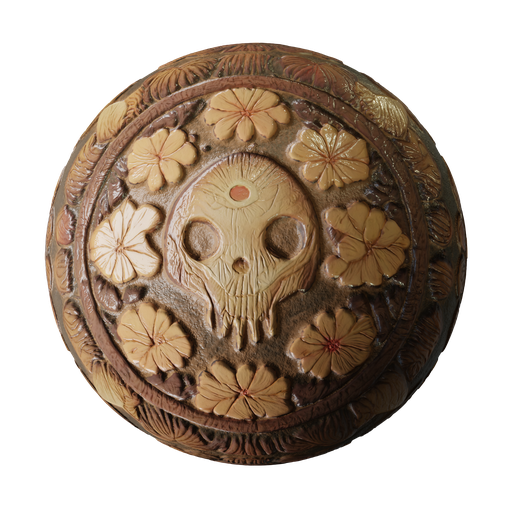 Wooden Skull Mandala - Stylized
