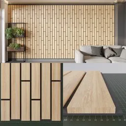 Detailed Blender 3D model of customizable acoustic wood panel for interior design with array and knife tool instructions.