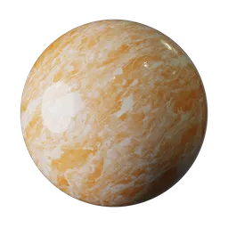High-resolution PBR texture of orange and white swirling marble for 3D modeling and rendering in Blender and similar software.