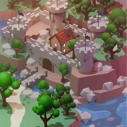 Low Poly Medieval Fort Kingdom