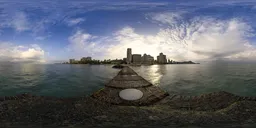 City Buildings on Ocean Sunrise