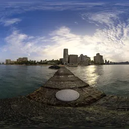 City Buildings on Ocean Sunrise