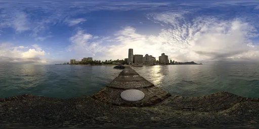City Buildings on Ocean Sunrise