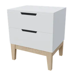 Modern minimalist nightstand 3D model with sleek design and metal handles, perfect for Blender 3D rendering and virtual staging.