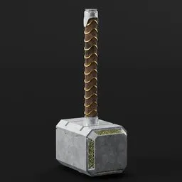 Detailed 3D render of Mjolnir with intricate handle design, optimized for Blender artists and enthusiasts.