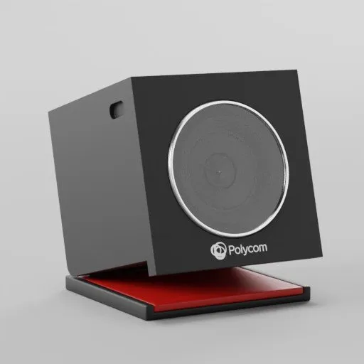 Detailed 3D rendering of a modern USB conference camera for Blender modeling, showcasing realistic textures and lighting.