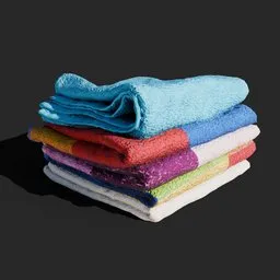 Realistic 3D model of colorful towels with medium poly count and 4k textures for Blender.