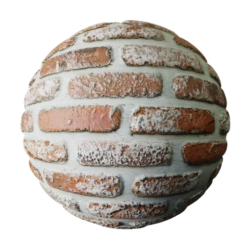 High-resolution 2K PBR Brick Wall material with realistic texture and displacement for 3D rendering.