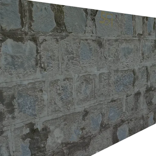Highly-detailed 3D medieval stone wall texture, perfect for Blender 3D architectural visualizations.