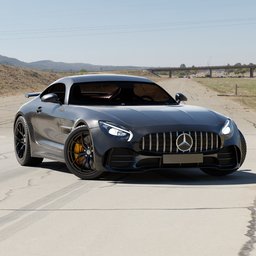 "Customized Mercedes Benz AMG GT R 3D model for Blender 3D with realistic colors and materials, detailed exterior and simple interior. Rigged for easy handling, perfect for stunning renderings. Ideal for automotive enthusiasts and 3D designers."