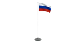 3D animated low-poly Russian flag, optimized for Blender, quad mesh textures, ideal for CG visualization.