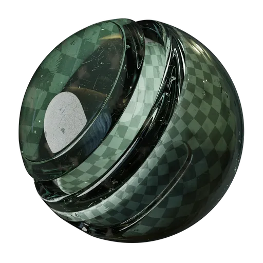 High-resolution PBR damaged glass material with dirty and sheen effects, seamless for 3D rendering in Blender.