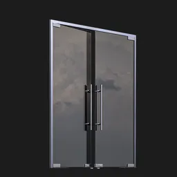 "GlassDoor 02: A stunning high-end window featuring exquisite handle and reflection of a building in the background, modeled in Blender 3D. This cabinet furniture is perfect for your interior design projects."