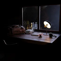 Interior Moody Desk by Rainy Window