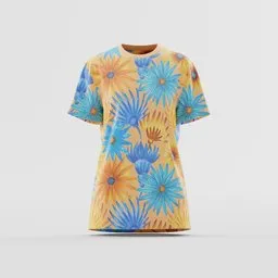 Blue Tropical Daisy All-Over Tee