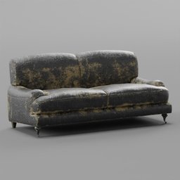 Black Leatherette Damaged Sofa