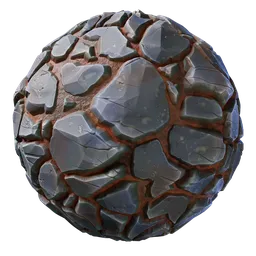 Realistic PBR stylized stones with dirt texture for Blender 3D, created with Substance Designer at 2K resolution.