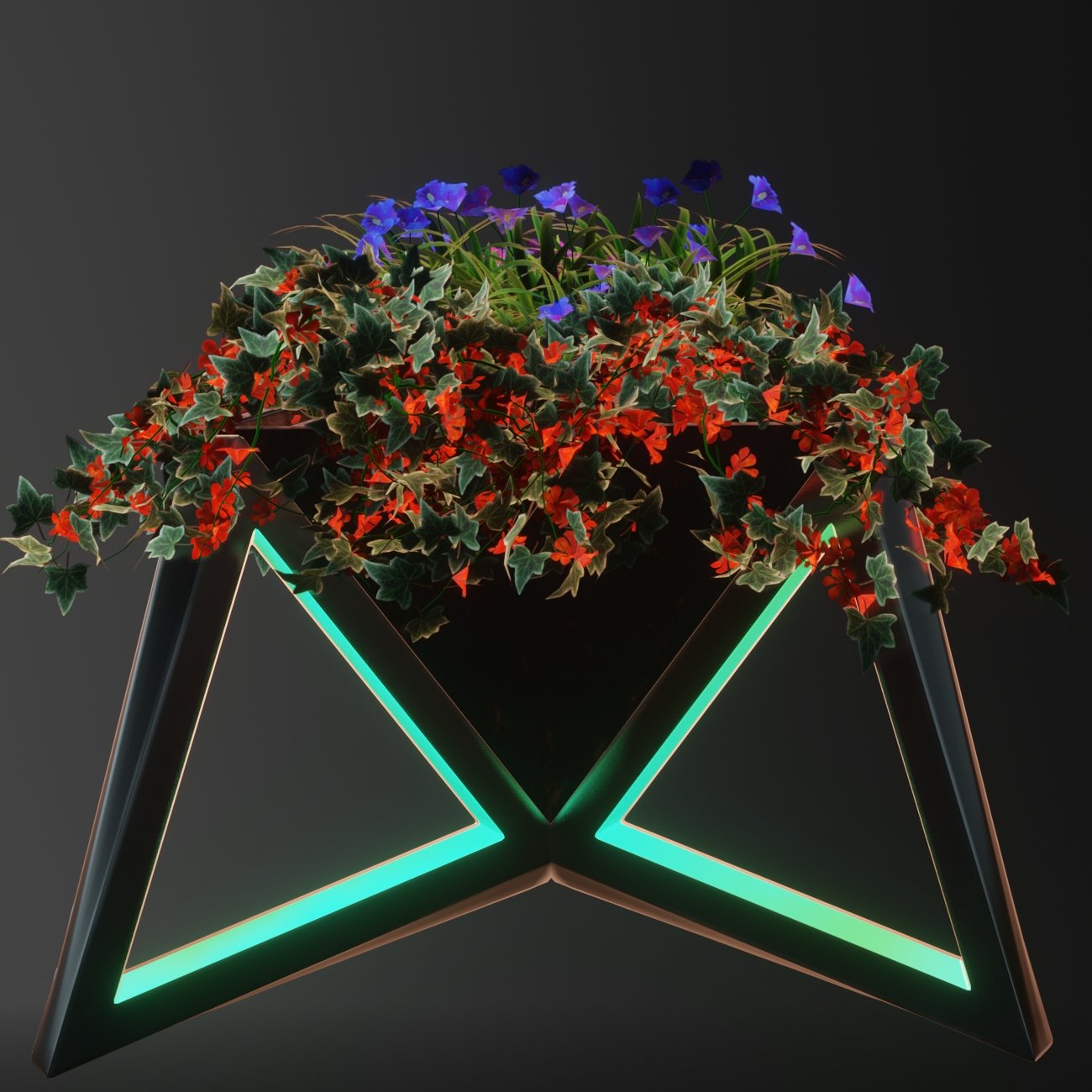 Mixed plantation container 3, 3D Plant models