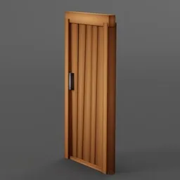 High-quality wooden plank 3D model with metal handle, designed for animation and rendering in Blender.