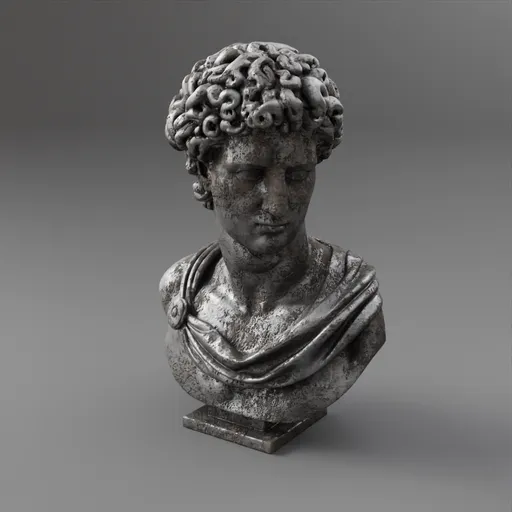 Male Portrait Bust - Rusty Steel