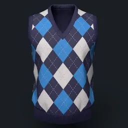 Blue Argyle Knit Vest