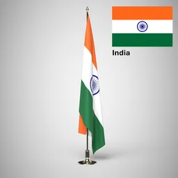 India Ceremonial flag on stand