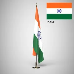 India Ceremonial flag on stand