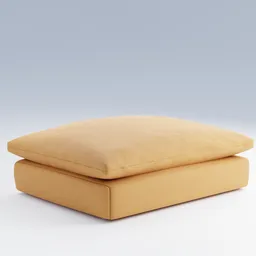 Detailed 3D model of an orange upholstered ottoman for Blender rendering with realistic textures.