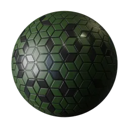 Patterned green tiles