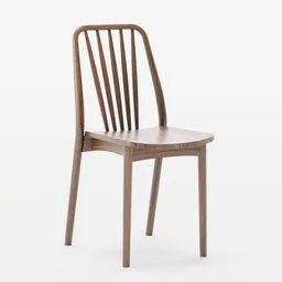 High-quality 3D render of a wooden chair, optimized for use in Blender, with a minimalist design.