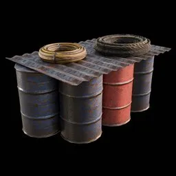 Realistic Metal Barrel Arrangment