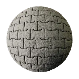 High-resolution PBR textured sphere with realistic paving stone surface for 3D modeling in Blender and other software.