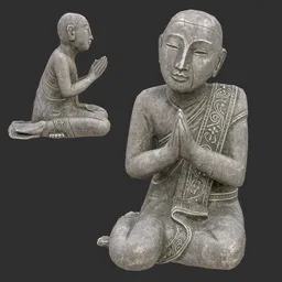 Antique Burmese Monk Statue Stone
