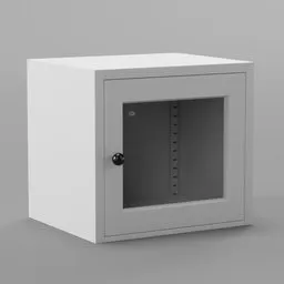 Compact Blender 3D model of a white small glass bookcase for efficient space use.
