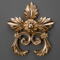 Detailed golden floral 3D model trim for enhancing project quality, compatible with Blender.