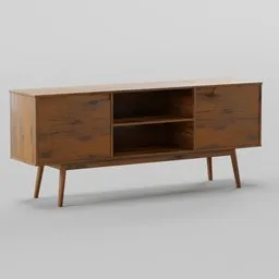 Mid-Century Modern Wooden TV Console