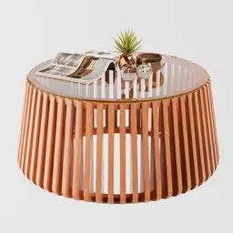 Round slatted middle table