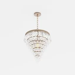 High-quality Blender 3D render of a luxurious crystal chandelier with intricate detailing, suitable for elegant interior visualizations.