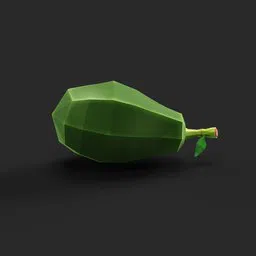 Stylized low poly 3D avocado model for Blender, ideal for game assets and CG projects.