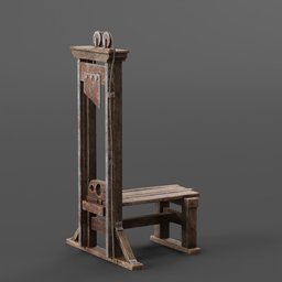 "Medieval-inspired Prison Guillotine 3D model for Blender 3D. High-quality texture and intricate details with French features. Perfect for artistic and historical renders."