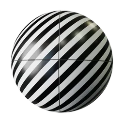 High-contrast black and white striped PBR material for 3D floor texturing in Blender applications.