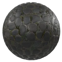 High-resolution PBR material of wet moss-covered rocks for 3D Blender projects.