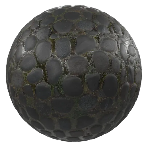High-resolution PBR material of wet moss-covered rocks for 3D Blender projects.