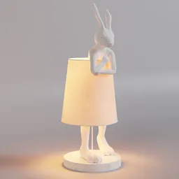 Detailed 3D model of a whimsical hare-shaped lamp with a cozy warm light, perfect for children's room decor.