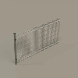 Detailed Blender 3D model of a 2.5m corner rigid panel fence with metallic posts for virtual environments.