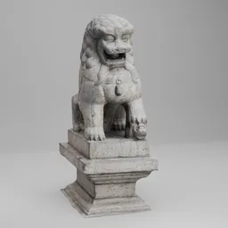 Lion Guardion Stone Carved Sculpture