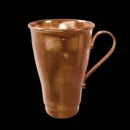 Realistic 3D-rendered copper cup with intricate embossed patterns, ideal for Blender kitchen decor visualization.