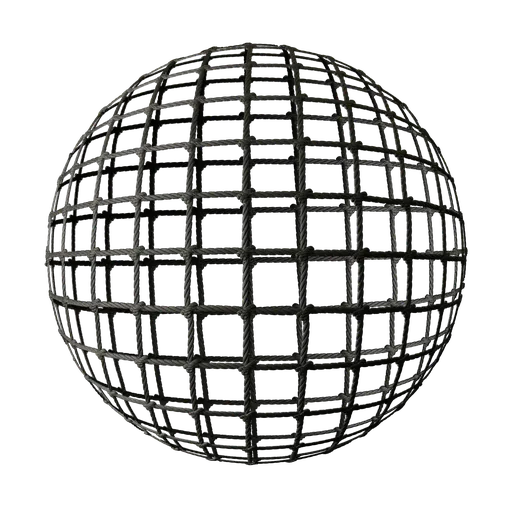 Realistic Rope Net 7 fabric texture for use in Blender 3D and PBR applications, with detailed knots and strands.